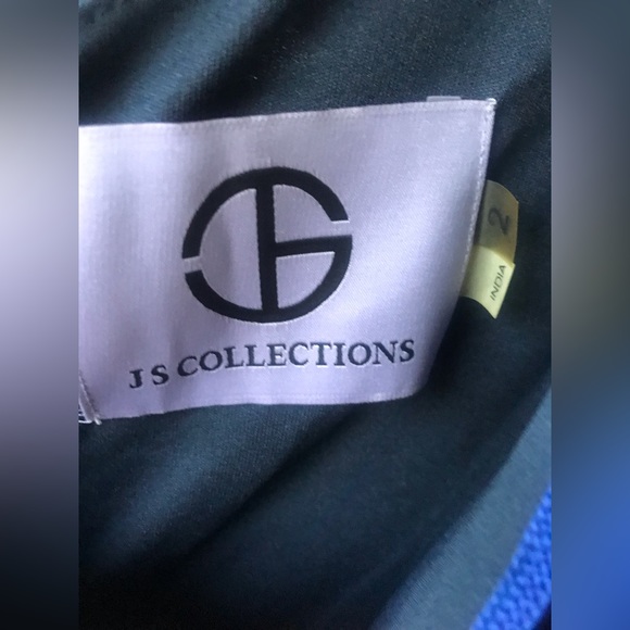 NWT $320 JS Collections stunning blue dress sheer sleeves  size 2 - Picture 7 of 9